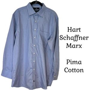 Hart Schaffner Marx Light Blue Dress Shirt Pima Cotton Non Iron 17 / 34